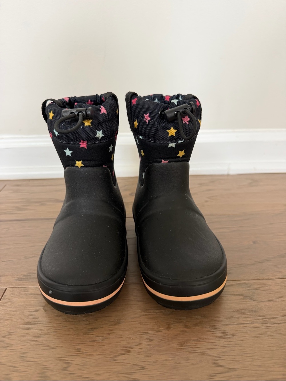 Cat & Jack Black Rain Boots with Multicolor Star Cuff